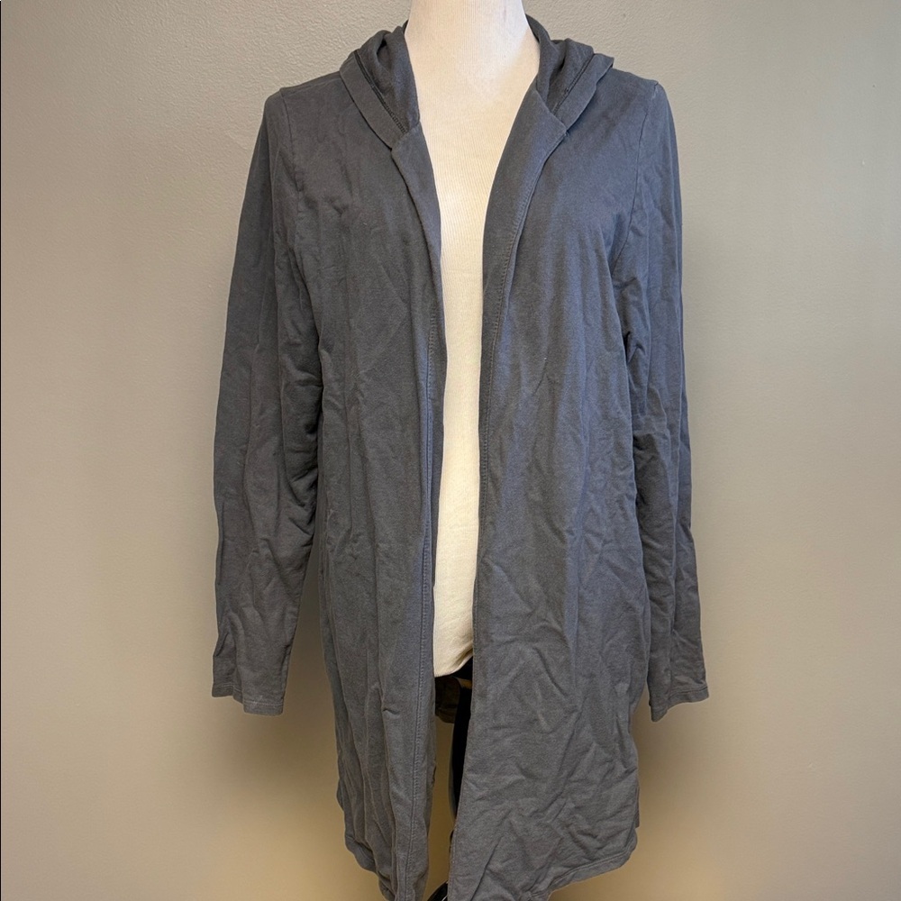 Cuidado Con El Perro Gray Hooded Open Cardigan Cotton Size L